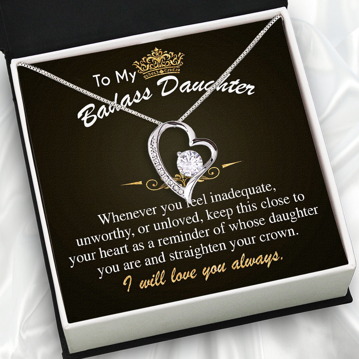 To My Daughter Necklace With Personalized Message Card