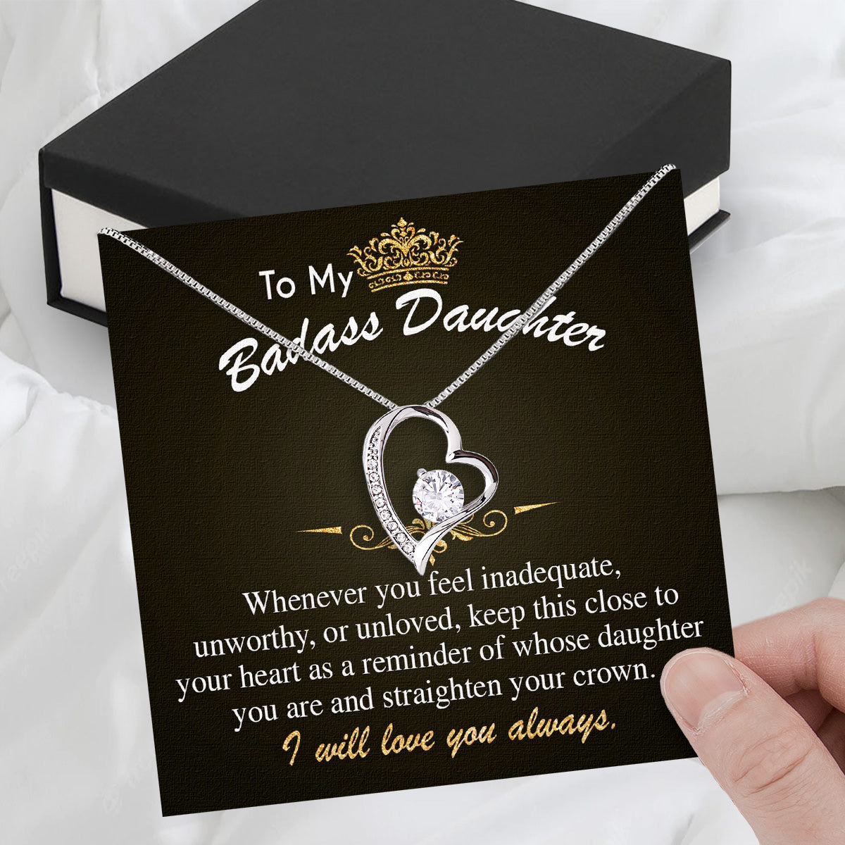 To My Daughter Necklace With Personalized Message Card