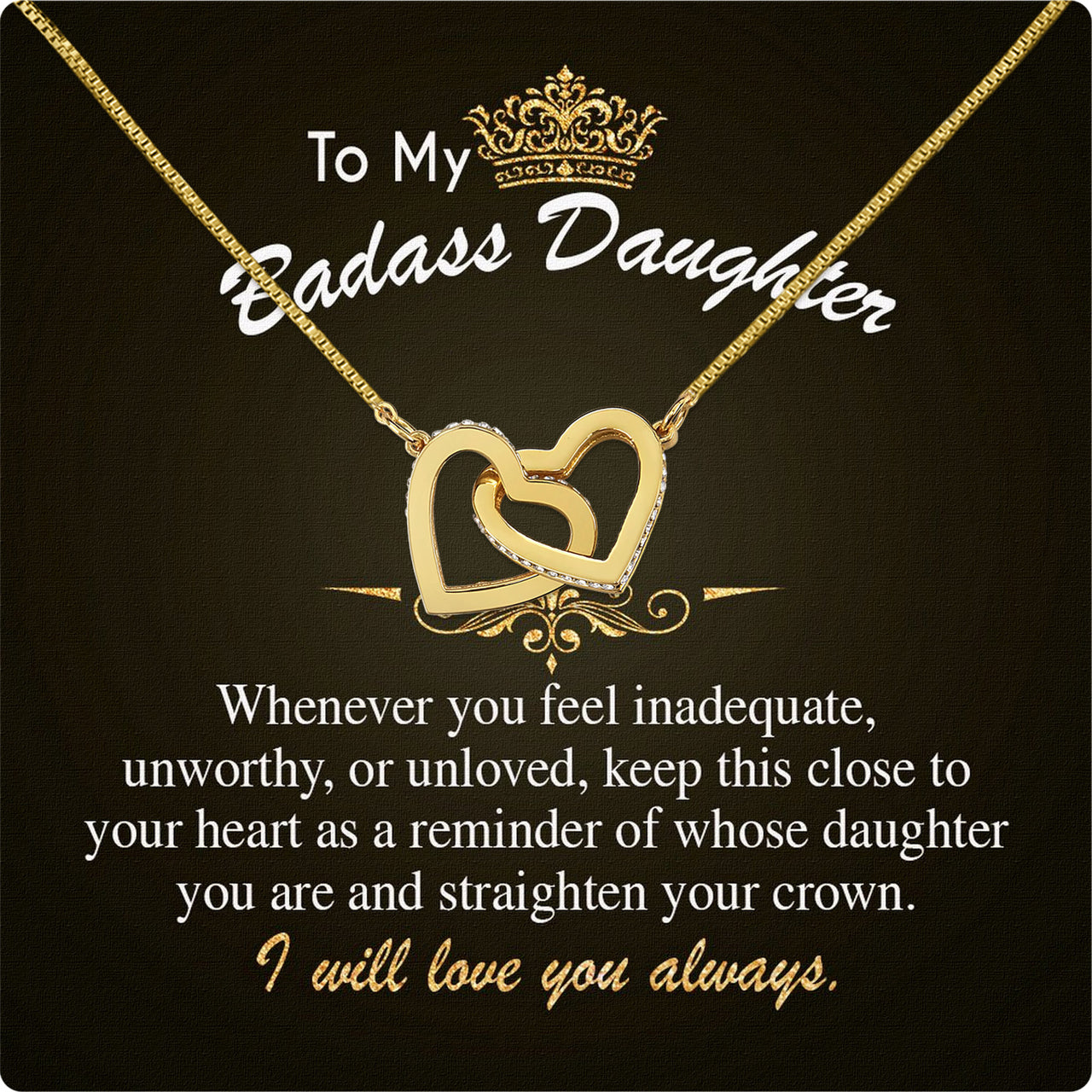 To My Daughter Necklace With Personalized Message Card