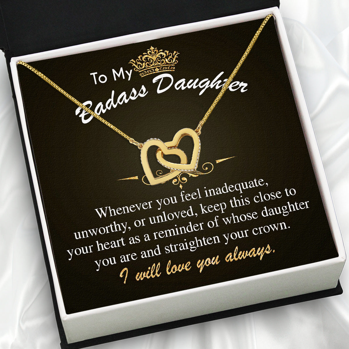 To My Daughter Necklace With Personalized Message Card