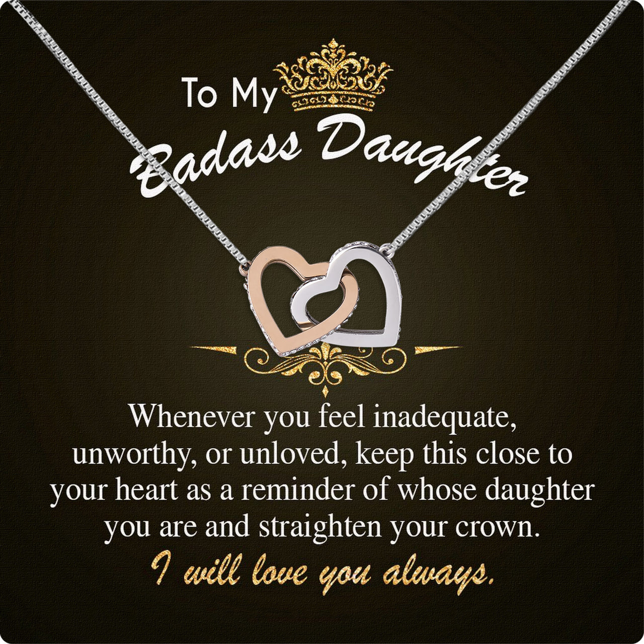 To My Daughter Necklace With Personalized Message Card