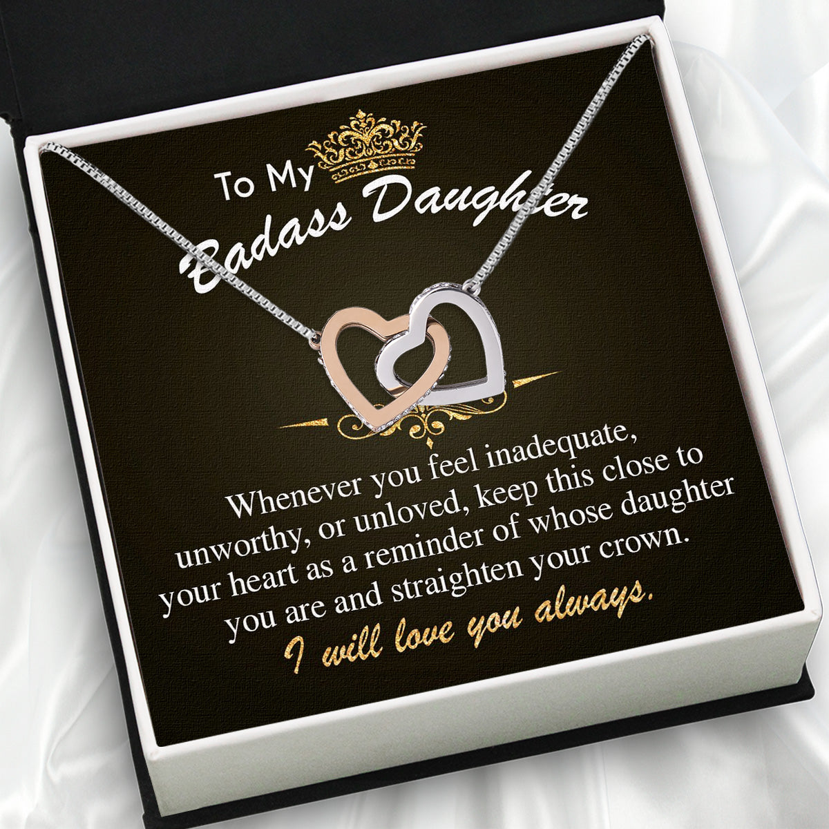 To My Daughter Necklace With Personalized Message Card