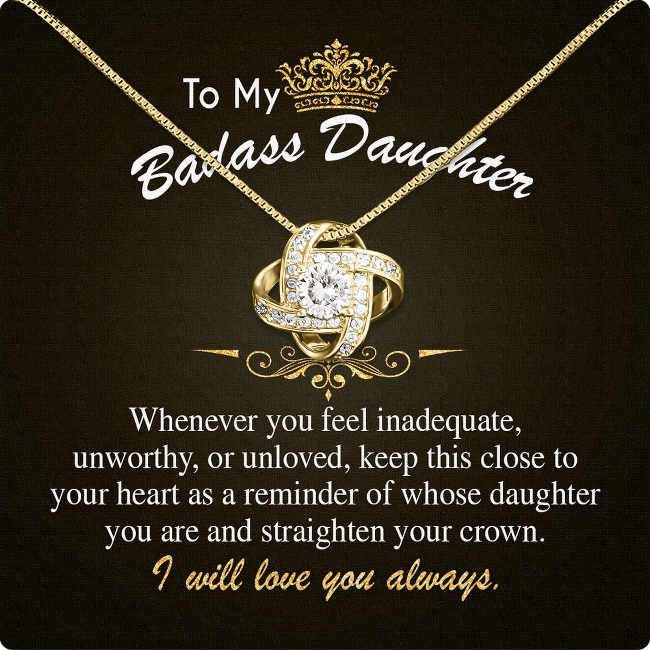 To My Daughter Necklace With Personalized Message Card