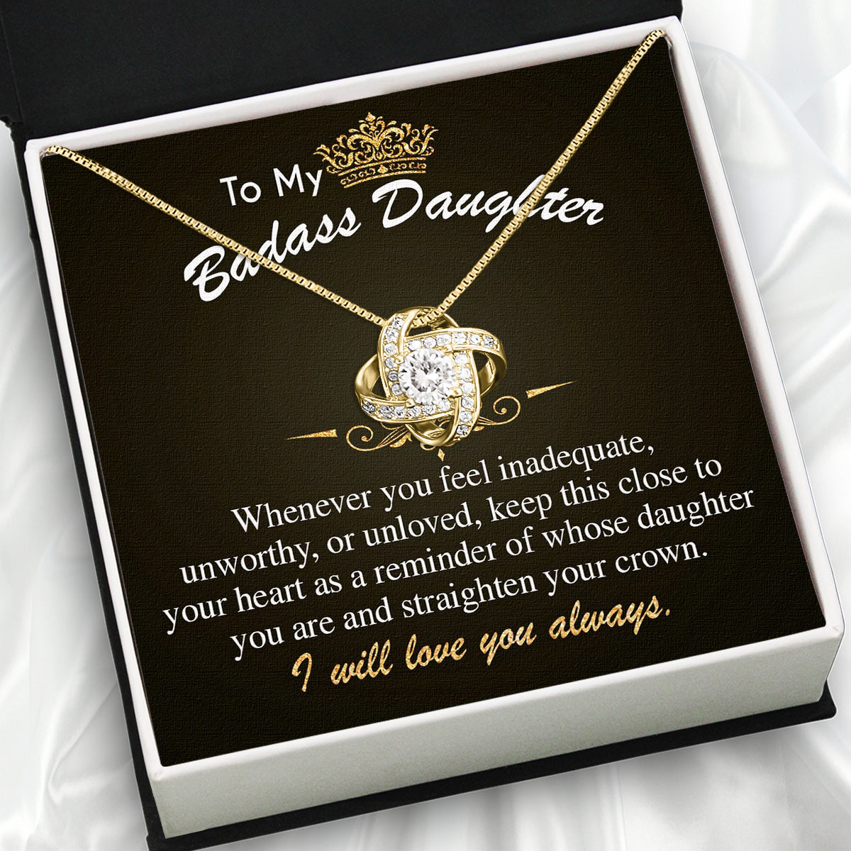 To My Daughter Necklace With Personalized Message Card