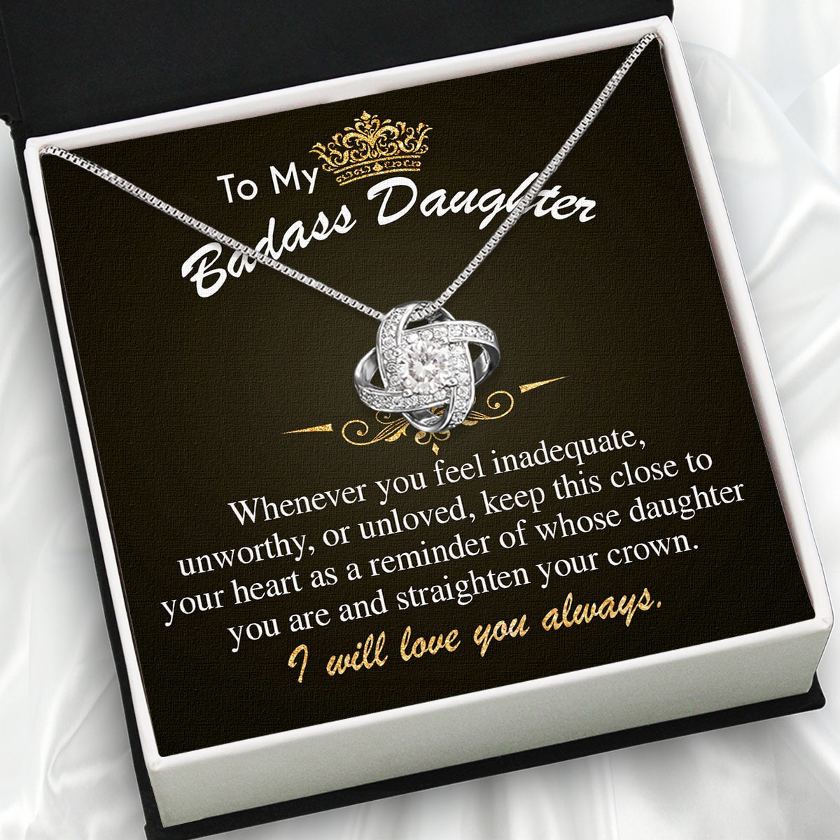 To My Daughter Necklace With Personalized Message Card