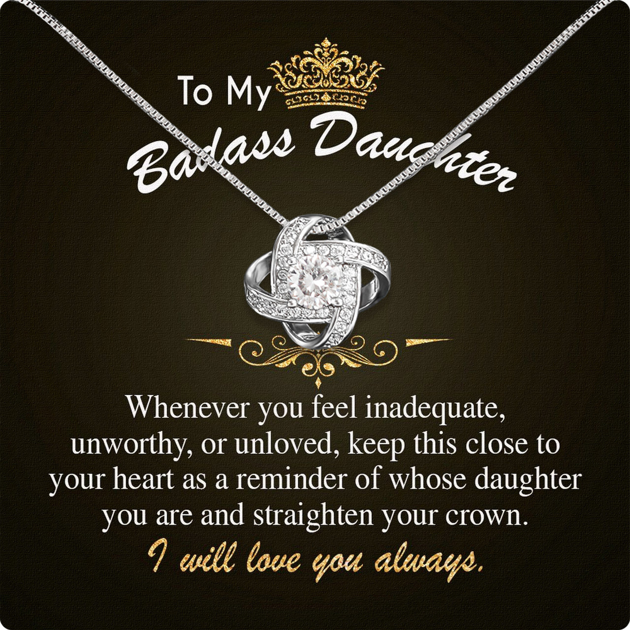 To My Daughter Necklace With Personalized Message Card