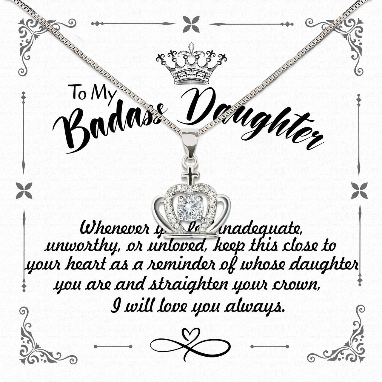 To My Daughter Necklace From Mom With Heartfelt Message Card, Jewelry For Daughter, Daughter Gift From Mom On Birthday, Wedding, Christmas, Graduation