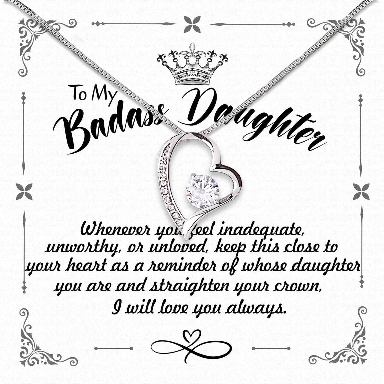 To My Daughter Necklace From Mom With Heartfelt Message Card, Jewelry For Daughter, Daughter Gift From Mom On Birthday, Wedding, Christmas, Graduation