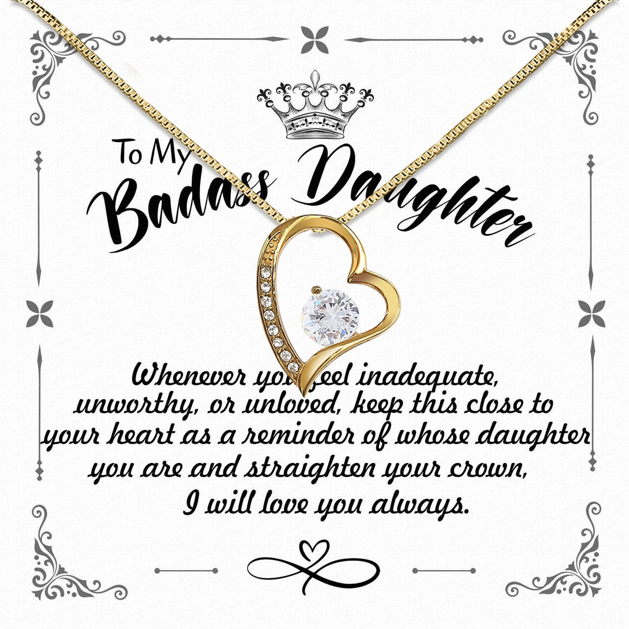 To My Daughter Necklace From Mom With Heartfelt Message Card, Jewelry For Daughter, Daughter Gift From Mom On Birthday, Wedding, Christmas, Graduation