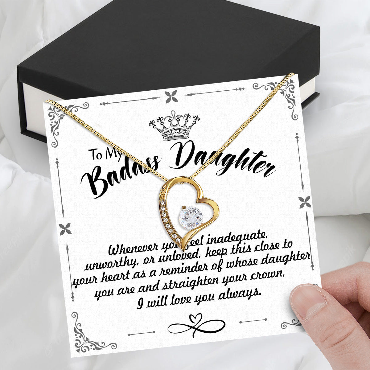 To My Daughter Necklace From Mom With Heartfelt Message Card, Jewelry For Daughter, Daughter Gift From Mom On Birthday, Wedding, Christmas, Graduation