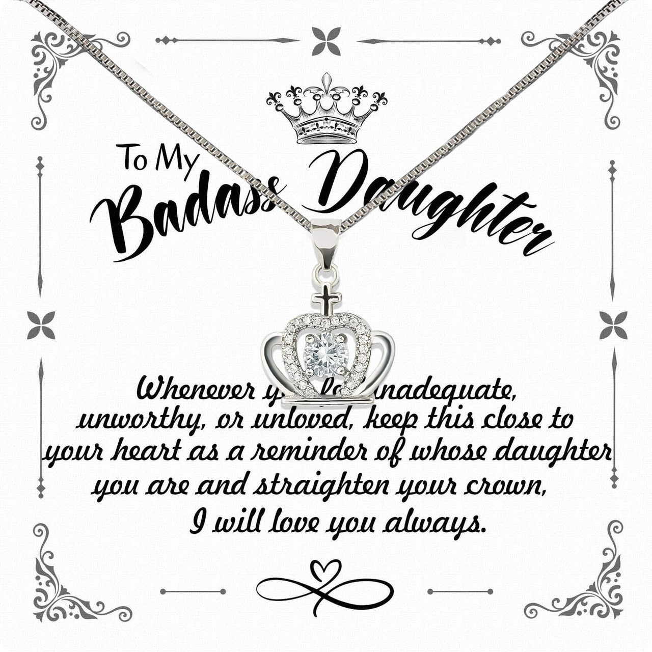 To My Daughter Necklace From Mom With Heartfelt Message Card, Jewelry For Daughter, Daughter Gift From Mom On Birthday, Wedding, Christmas, Graduation