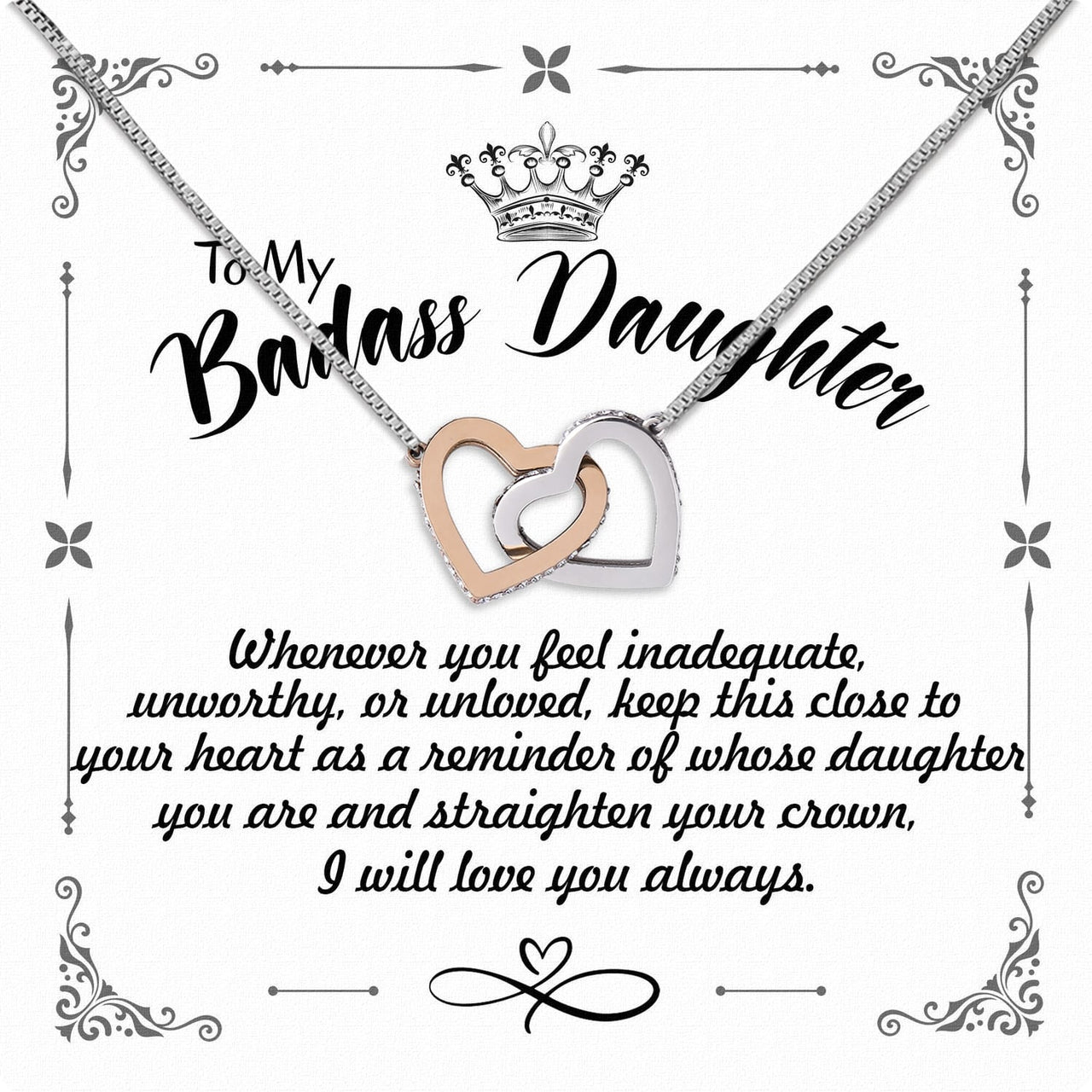 To My Daughter Necklace From Mom With Heartfelt Message Card, Jewelry For Daughter, Daughter Gift From Mom On Birthday, Wedding, Christmas, Graduation