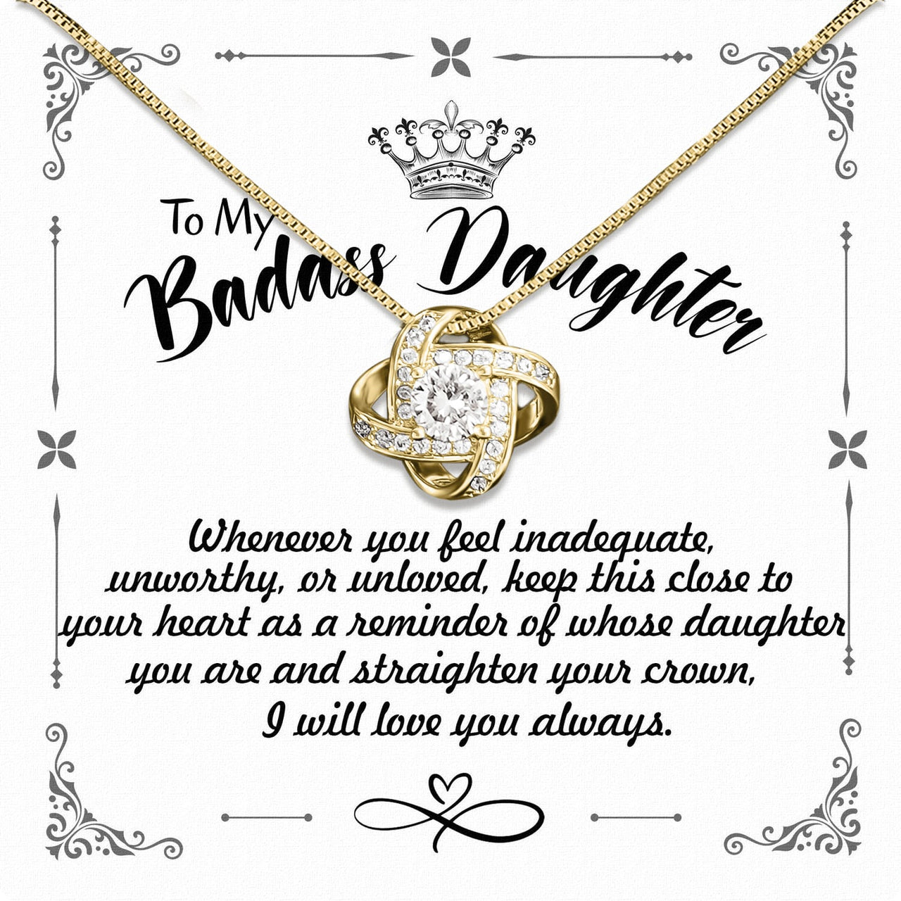 To My Daughter Necklace From Mom With Heartfelt Message Card, Jewelry For Daughter, Daughter Gift From Mom On Birthday, Wedding, Christmas, Graduation