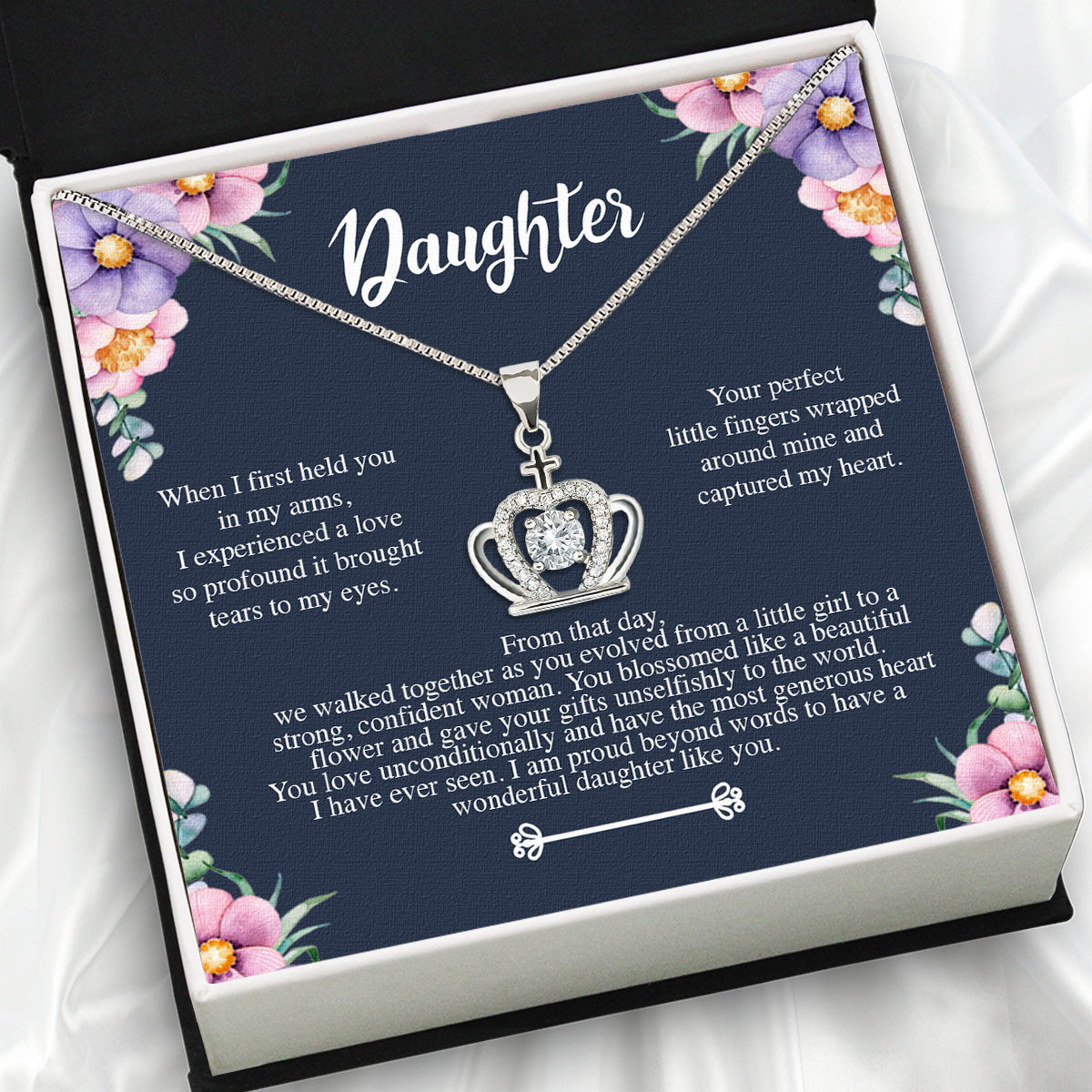 To My Daughter Necklace With Personalized Message Card