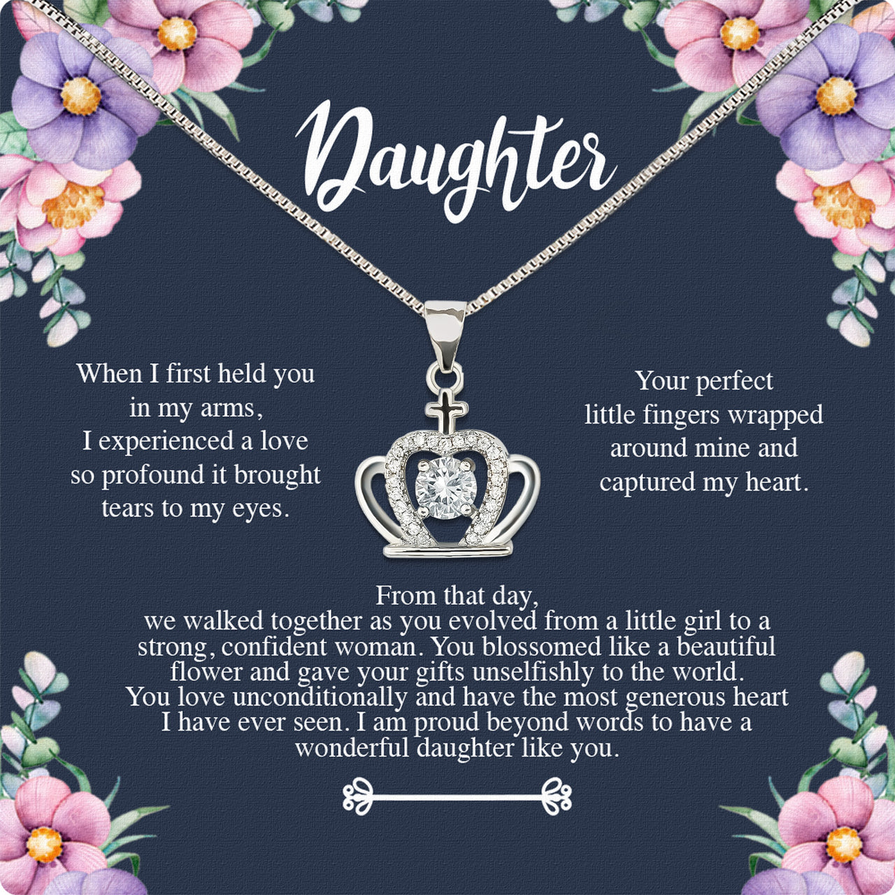 To My Daughter Necklace With Personalized Message Card