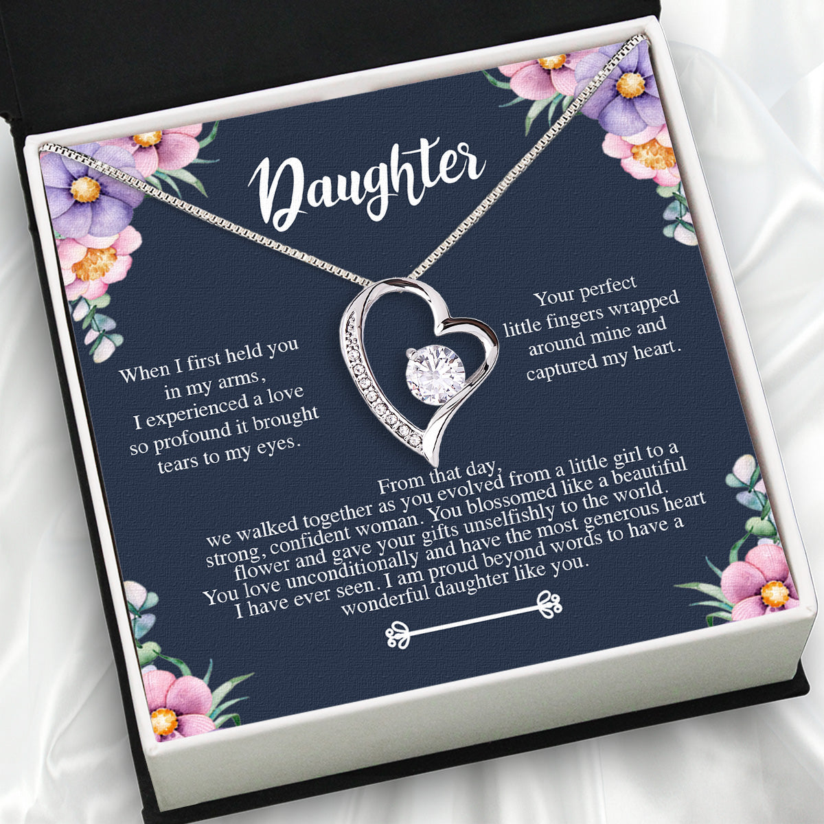 To My Daughter Necklace With Personalized Message Card