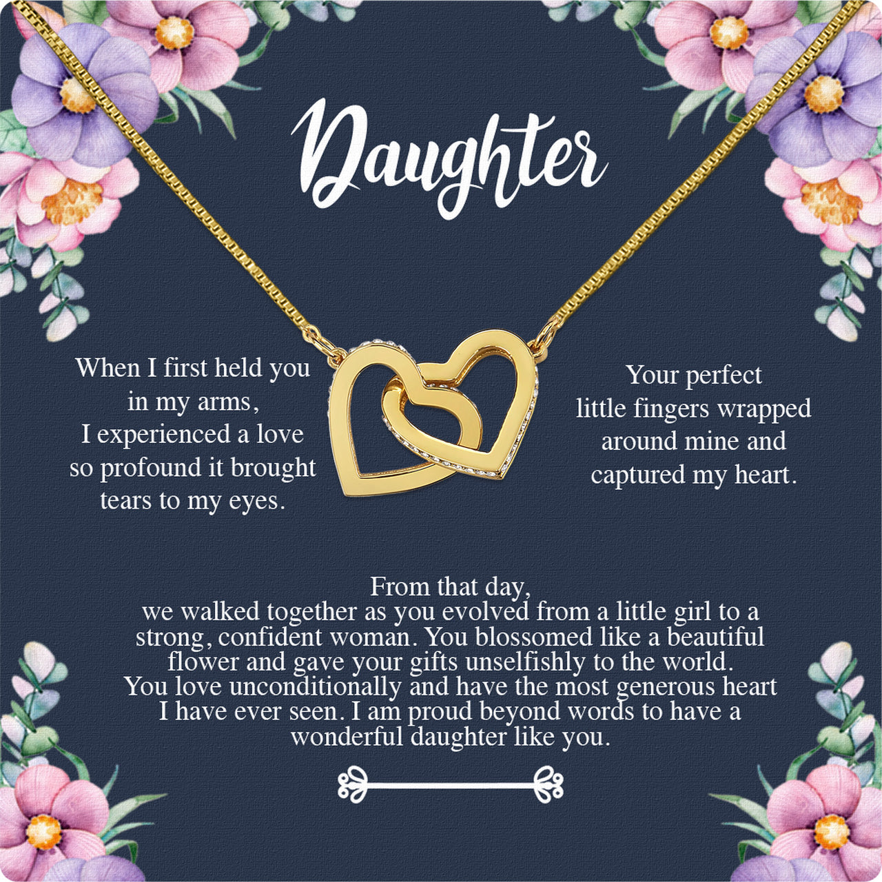 To My Daughter Necklace With Personalized Message Card