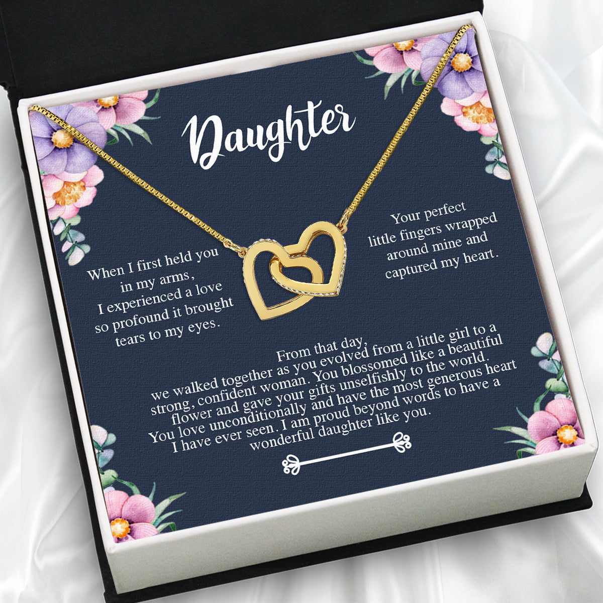 To My Daughter Necklace With Personalized Message Card