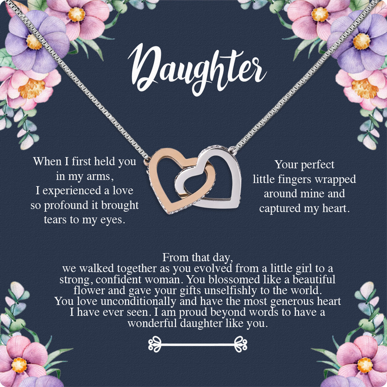 To My Daughter Necklace With Personalized Message Card