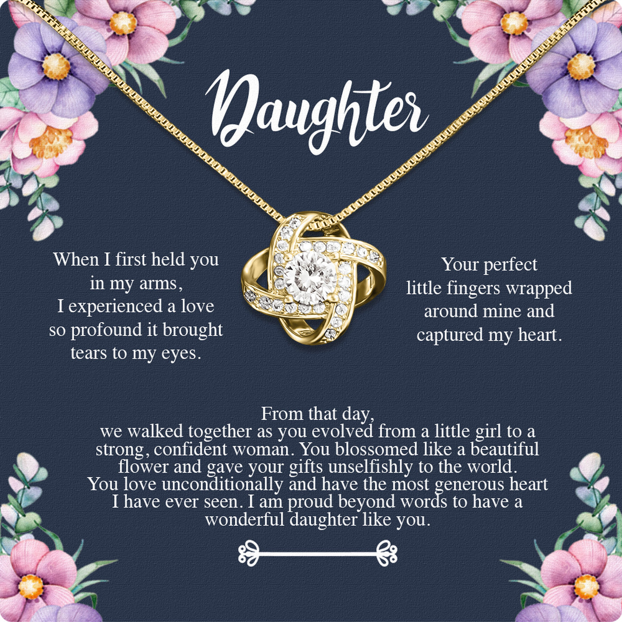 To My Daughter Necklace With Personalized Message Card