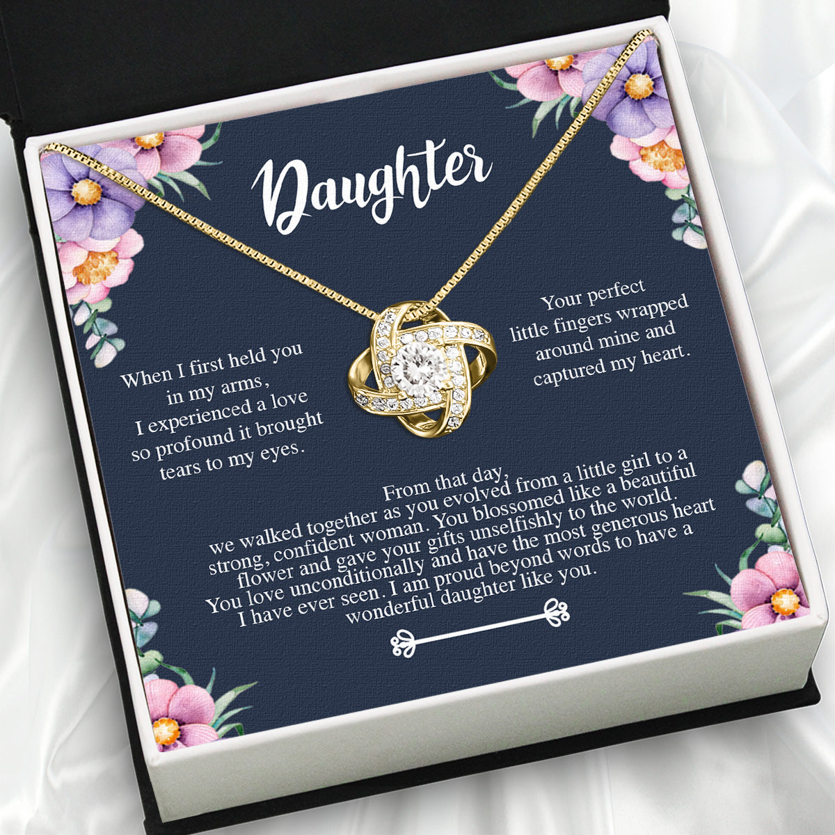 To My Daughter Necklace With Personalized Message Card