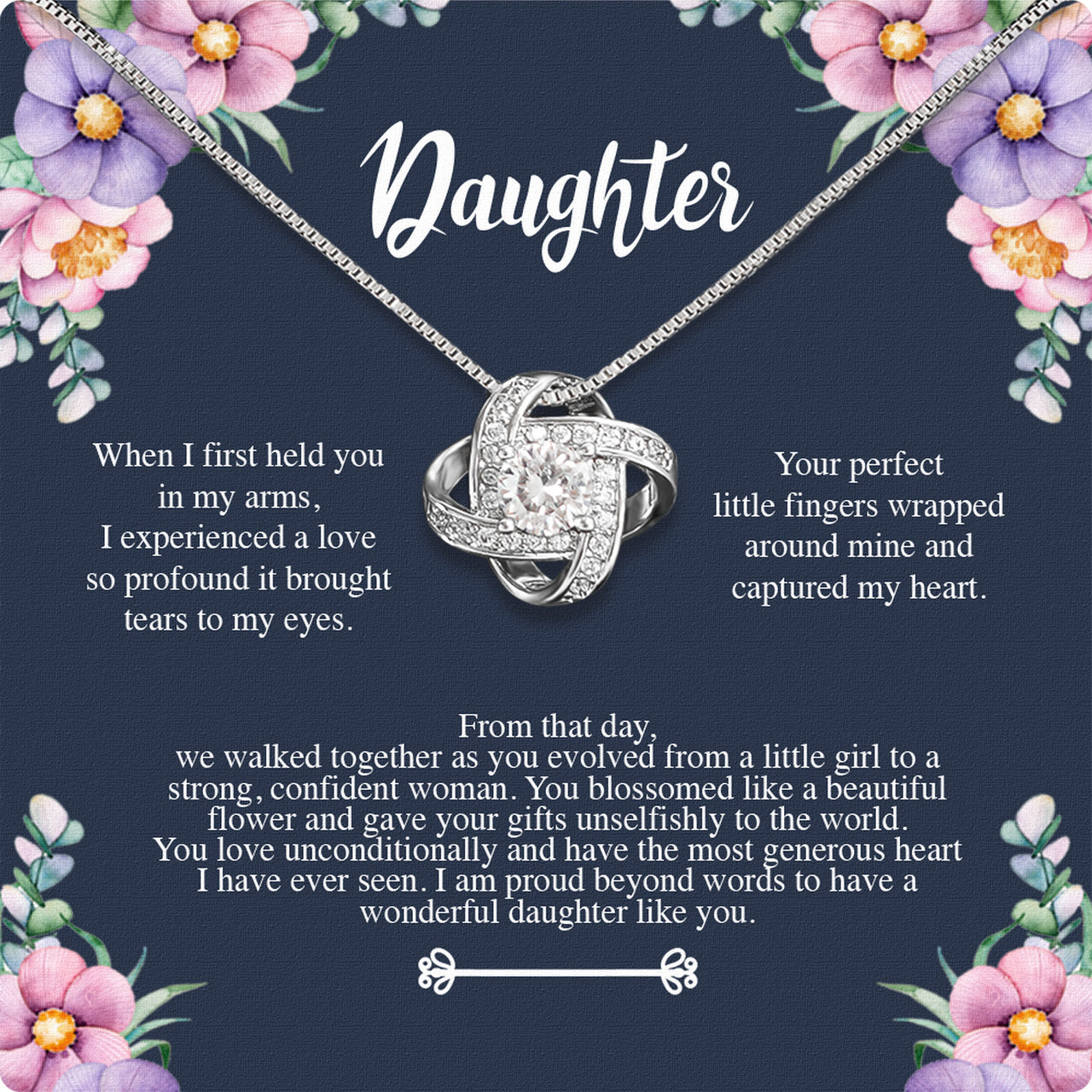 To My Daughter Necklace With Personalized Message Card