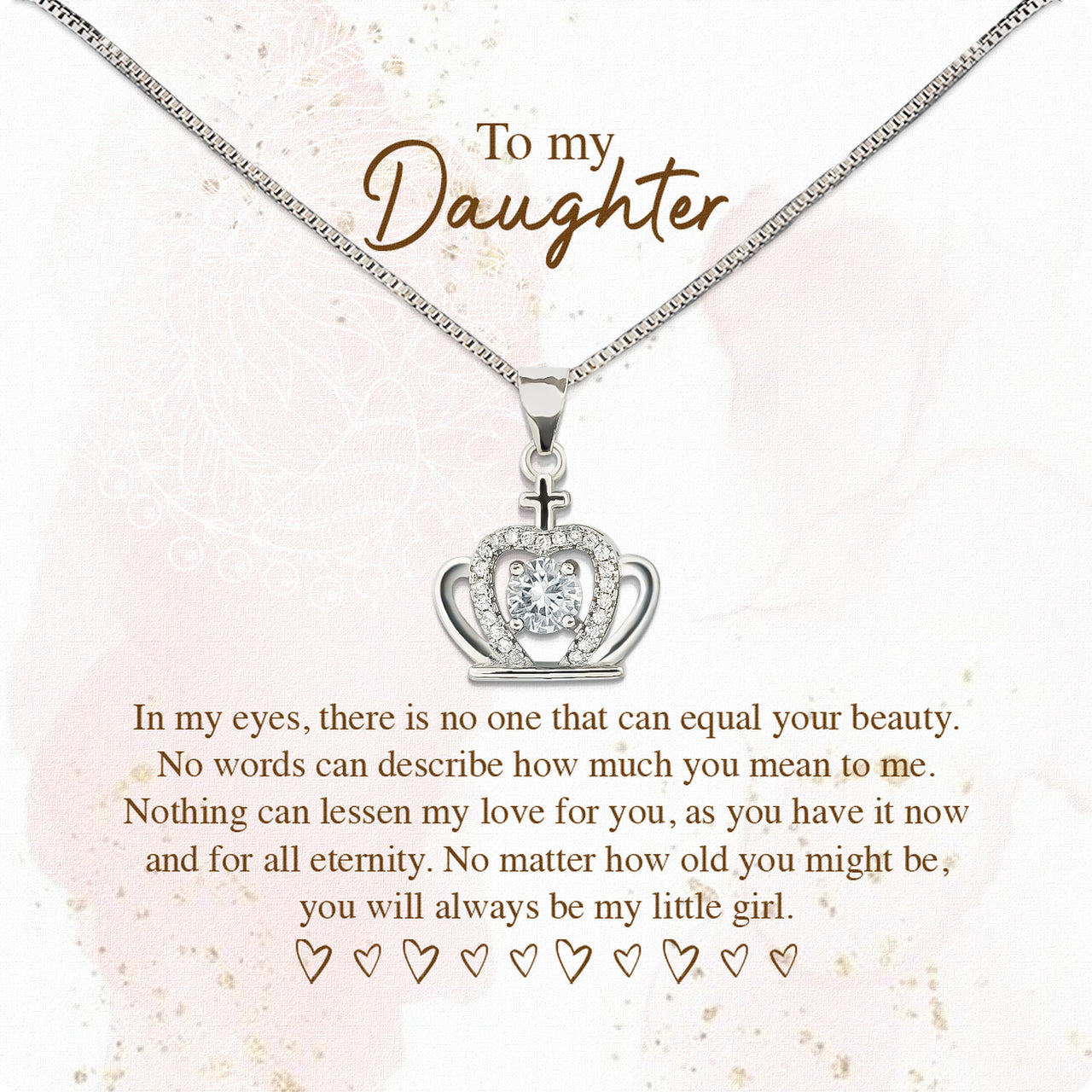 To My Daughter Necklace From Mom With Heartfelt Message Card, Jewelry For Daughter, Daughter Gift From Mom On Birthday, Wedding, Christmas, Graduation