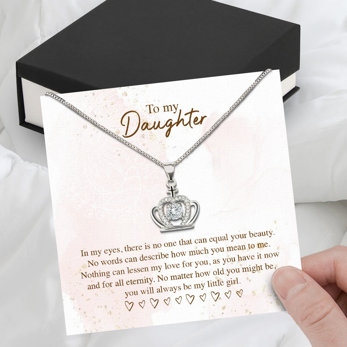 To My Daughter Necklace From Mom With Heartfelt Message Card, Jewelry For Daughter, Daughter Gift From Mom On Birthday, Wedding, Christmas, Graduation