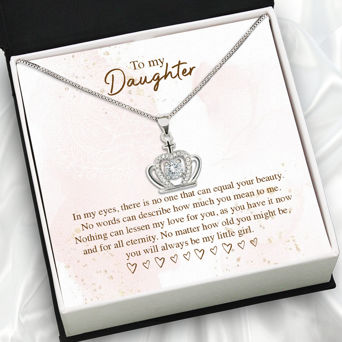 To My Daughter Necklace From Mom With Heartfelt Message Card, Jewelry For Daughter, Daughter Gift From Mom On Birthday, Wedding, Christmas, Graduation