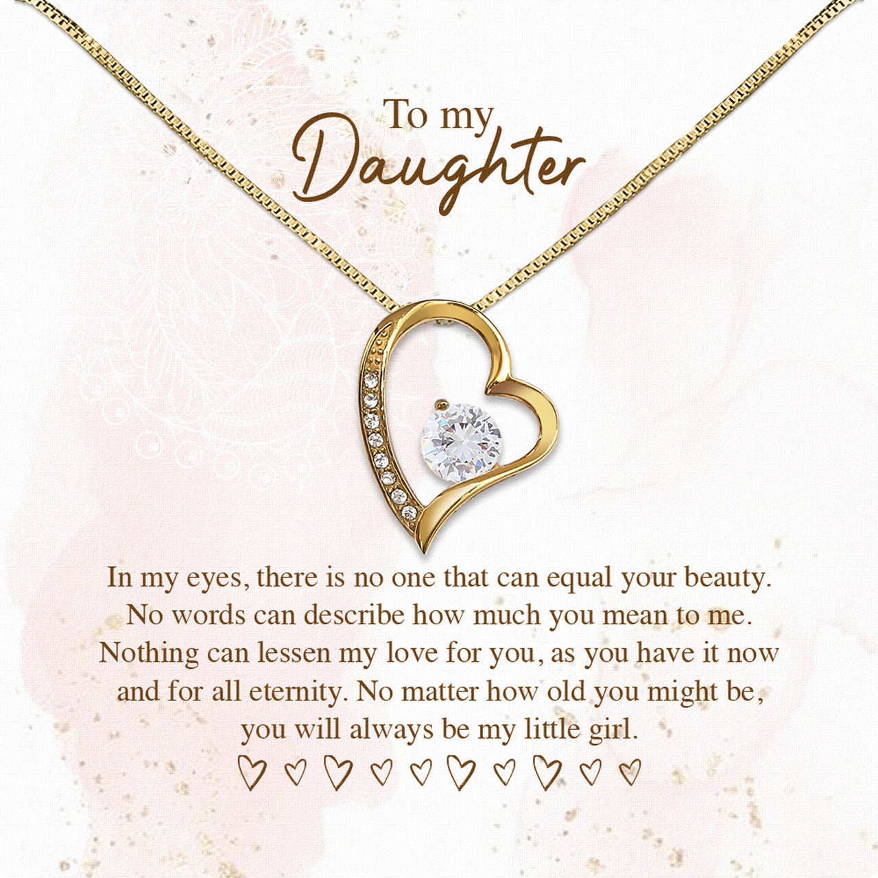 To My Daughter Necklace With Personalized Message Card