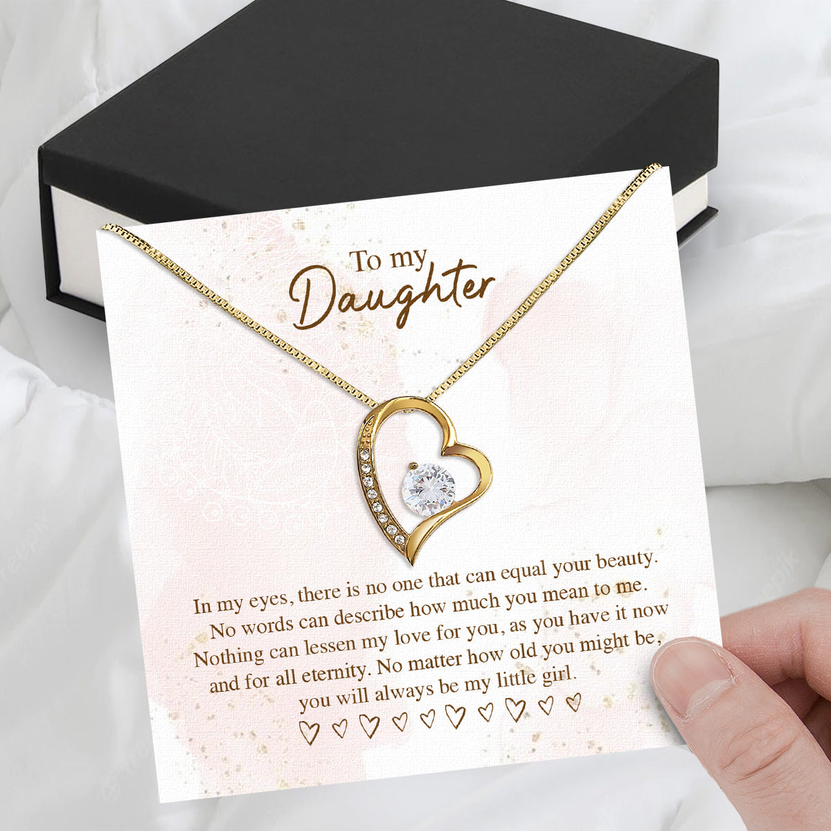 To My Daughter Necklace With Personalized Message Card