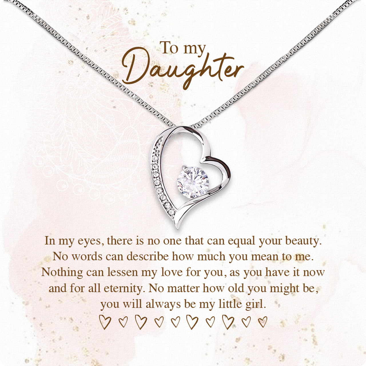 To My Daughter Necklace With Personalized Message Card