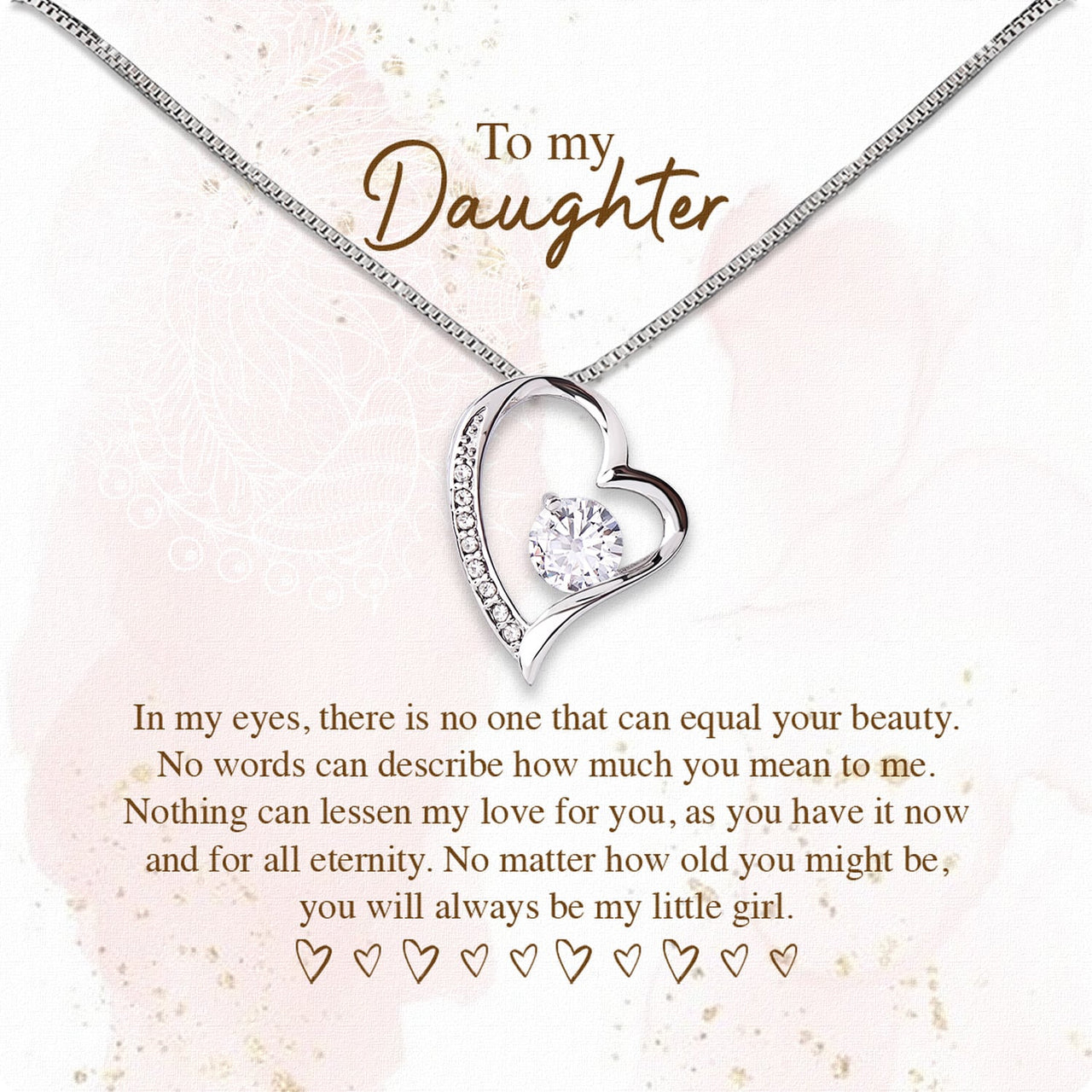 To My Daughter Necklace From Mom With Heartfelt Message Card, Jewelry For Daughter, Daughter Gift From Mom On Birthday, Wedding, Christmas, Graduation