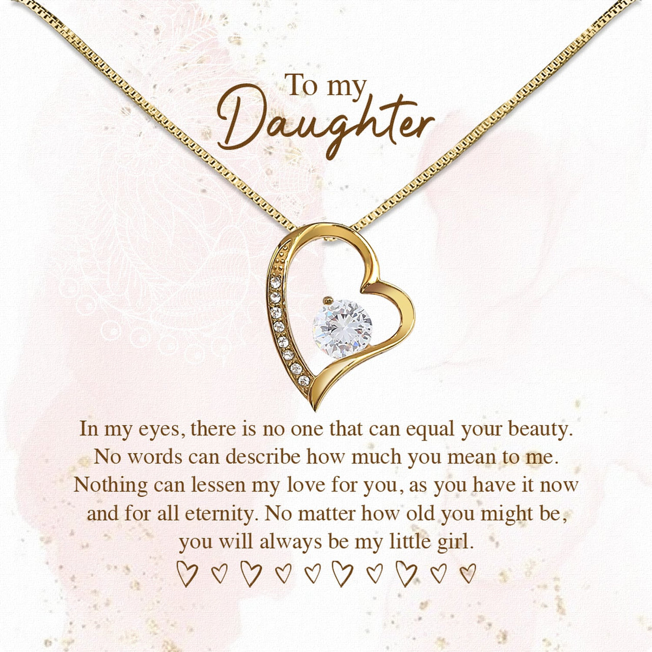 To My Daughter Necklace From Mom With Heartfelt Message Card, Jewelry For Daughter, Daughter Gift From Mom On Birthday, Wedding, Christmas, Graduation