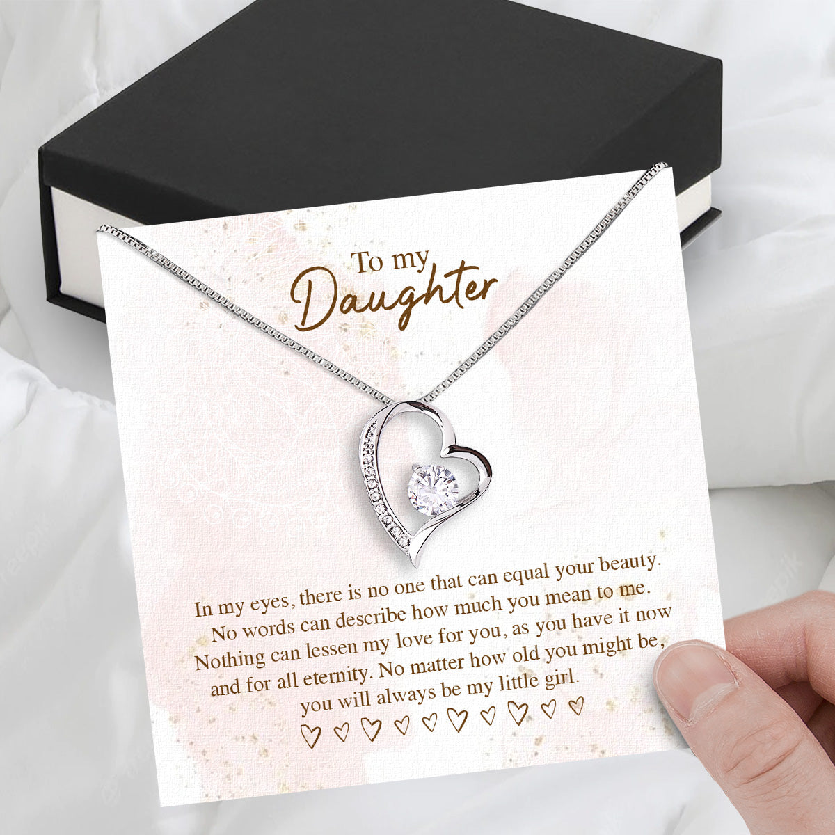 To My Daughter Necklace From Mom With Heartfelt Message Card, Jewelry For Daughter, Daughter Gift From Mom On Birthday, Wedding, Christmas, Graduation