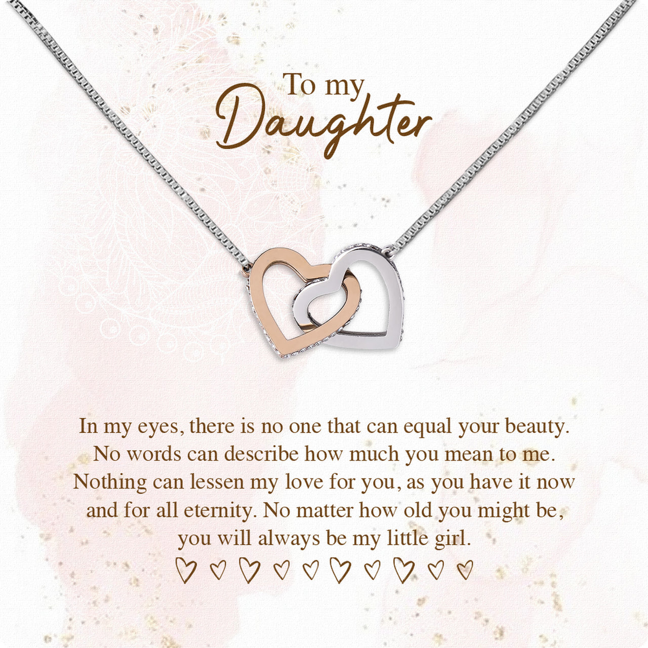 To My Daughter Necklace From Mom With Heartfelt Message Card, Jewelry For Daughter, Daughter Gift From Mom On Birthday, Wedding, Christmas, Graduation