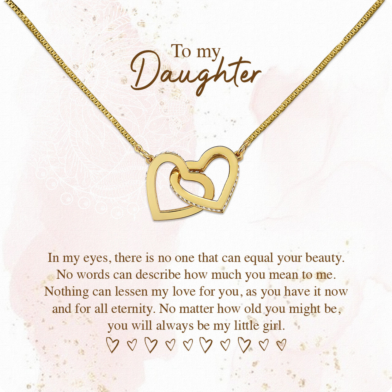 To My Daughter Necklace From Mom With Heartfelt Message Card, Jewelry For Daughter, Daughter Gift From Mom On Birthday, Wedding, Christmas, Graduation