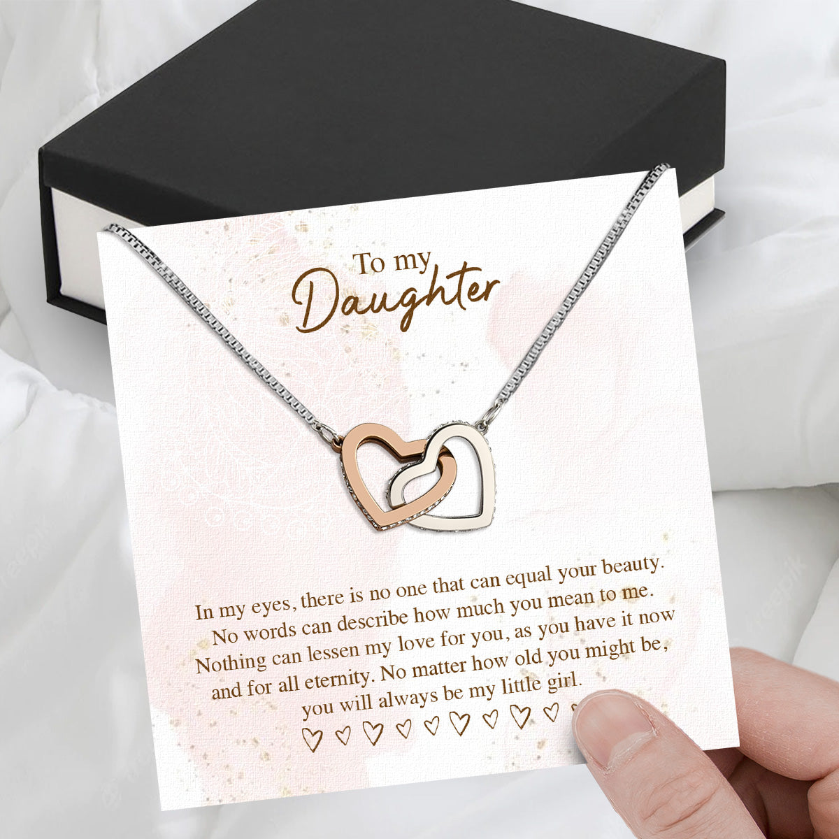 To My Daughter Necklace From Mom With Heartfelt Message Card, Jewelry For Daughter, Daughter Gift From Mom On Birthday, Wedding, Christmas, Graduation