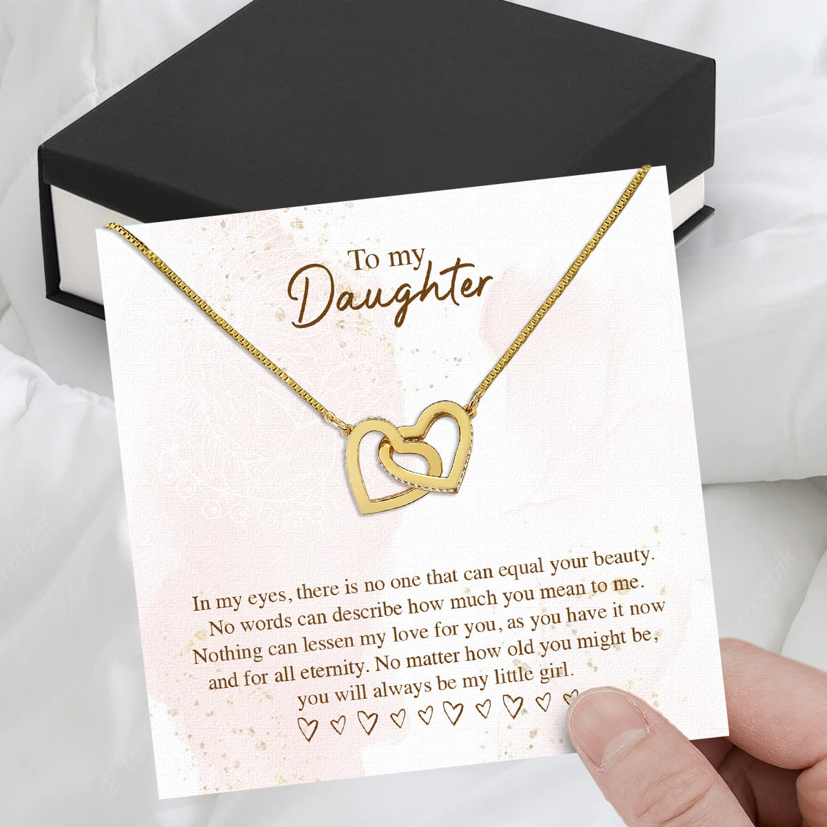 To My Daughter Necklace With Personalized Message Card