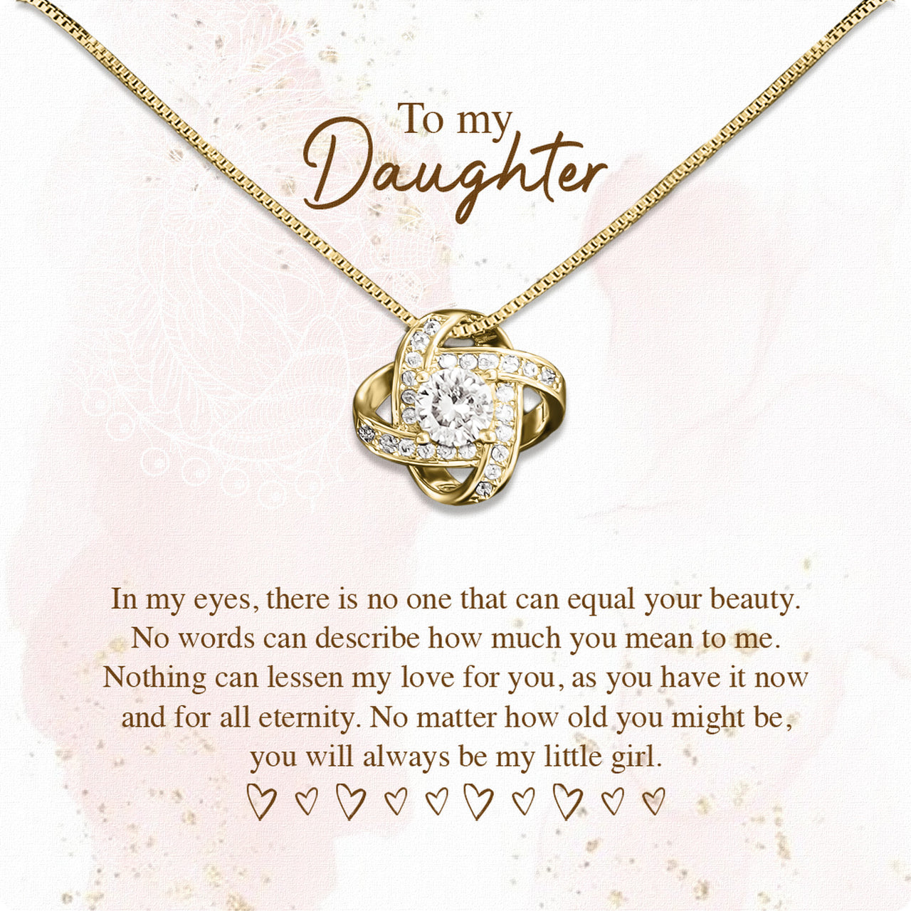 To My Daughter Necklace From Mom With Heartfelt Message Card, Jewelry For Daughter, Daughter Gift From Mom On Birthday, Wedding, Christmas, Graduation