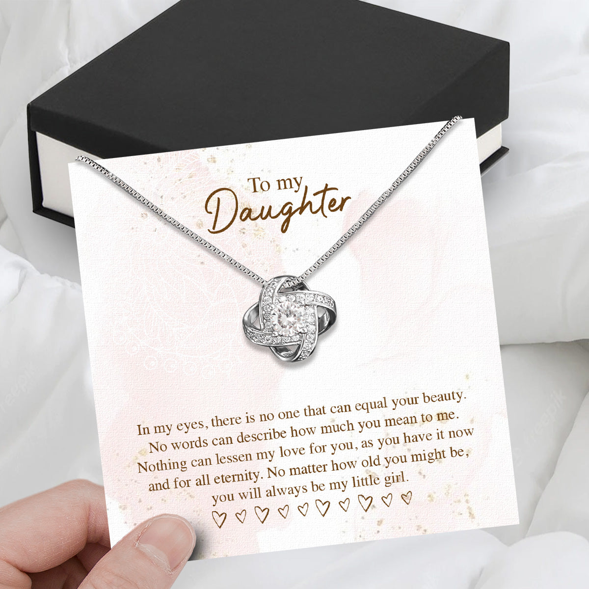 To My Daughter Necklace From Mom With Heartfelt Message Card, Jewelry For Daughter, Daughter Gift From Mom On Birthday, Wedding, Christmas, Graduation