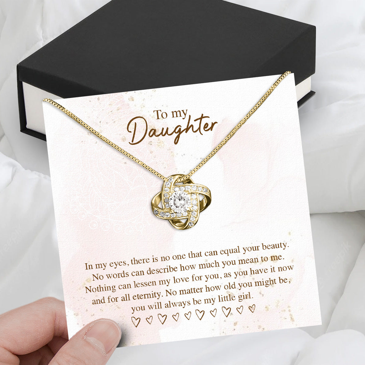 To My Daughter Necklace With Personalized Message Card