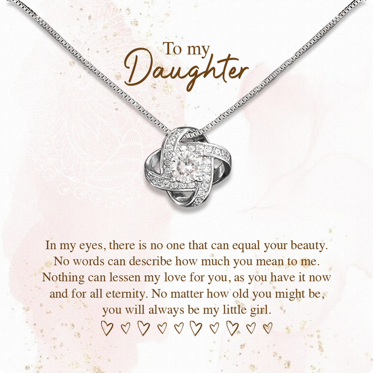 To My Daughter Necklace With Personalized Message Card