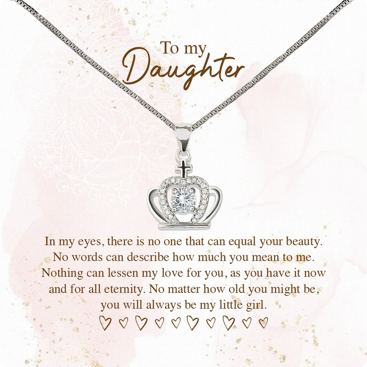 To My Daughter Necklace From Mom With Heartfelt Message Card, Jewelry For Daughter, Daughter Gift From Mom On Birthday, Wedding, Christmas, Graduation