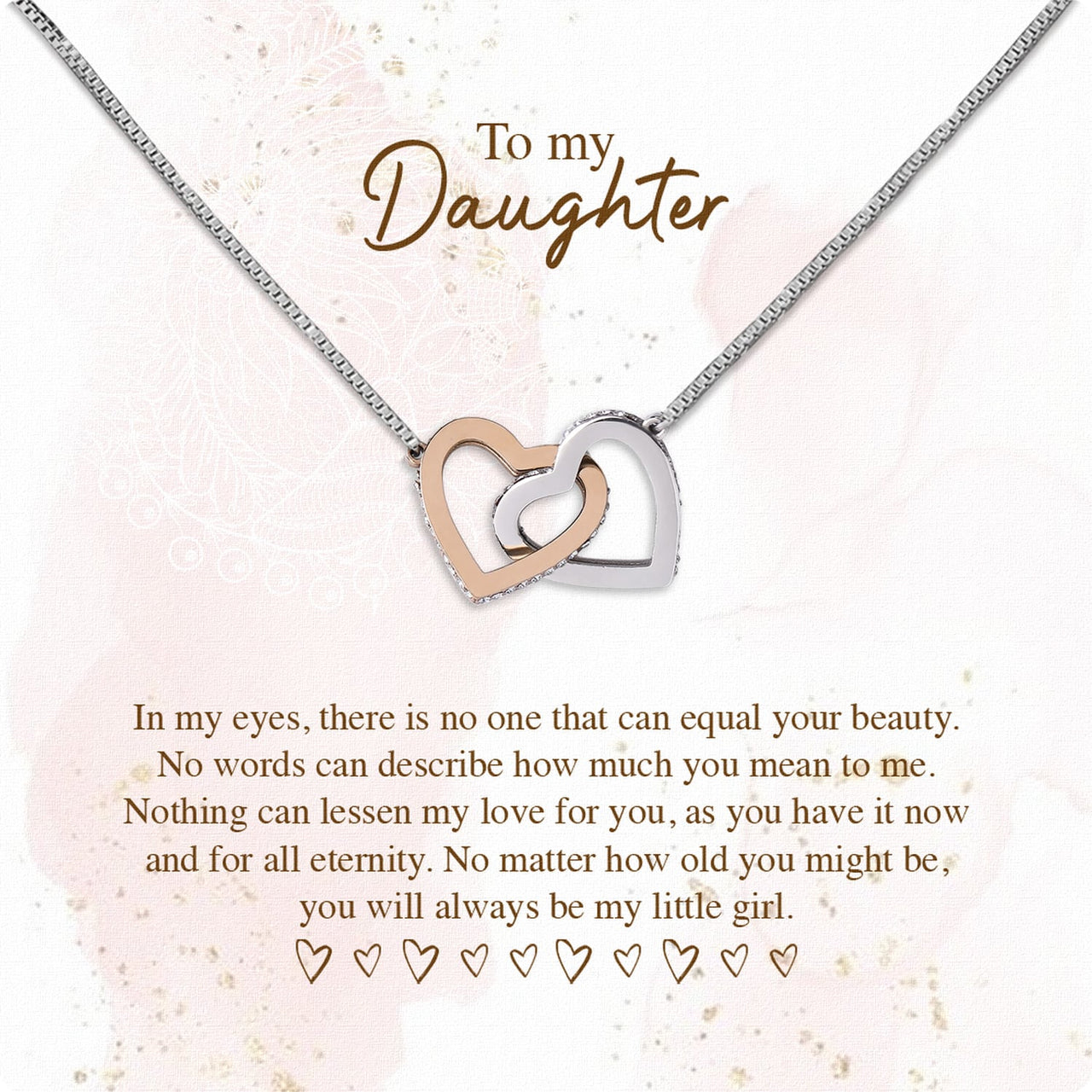 To My Daughter Necklace From Mom With Heartfelt Message Card, Jewelry For Daughter, Daughter Gift From Mom On Birthday, Wedding, Christmas, Graduation