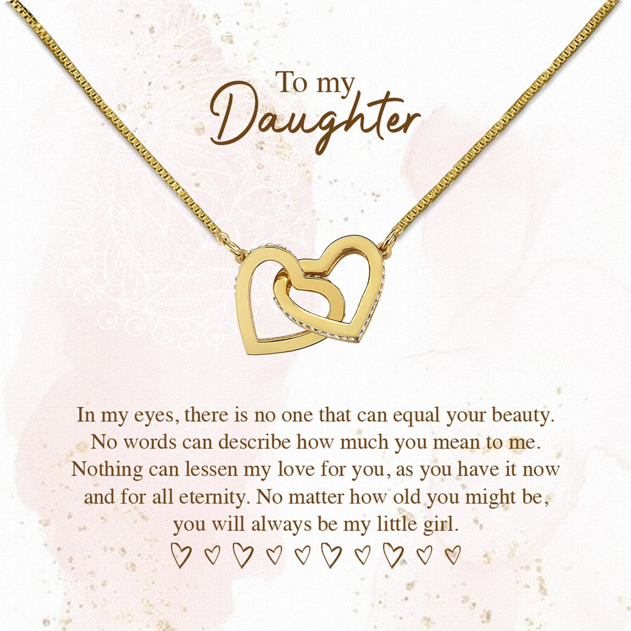 To My Daughter Necklace From Mom With Heartfelt Message Card, Jewelry For Daughter, Daughter Gift From Mom On Birthday, Wedding, Christmas, Graduation