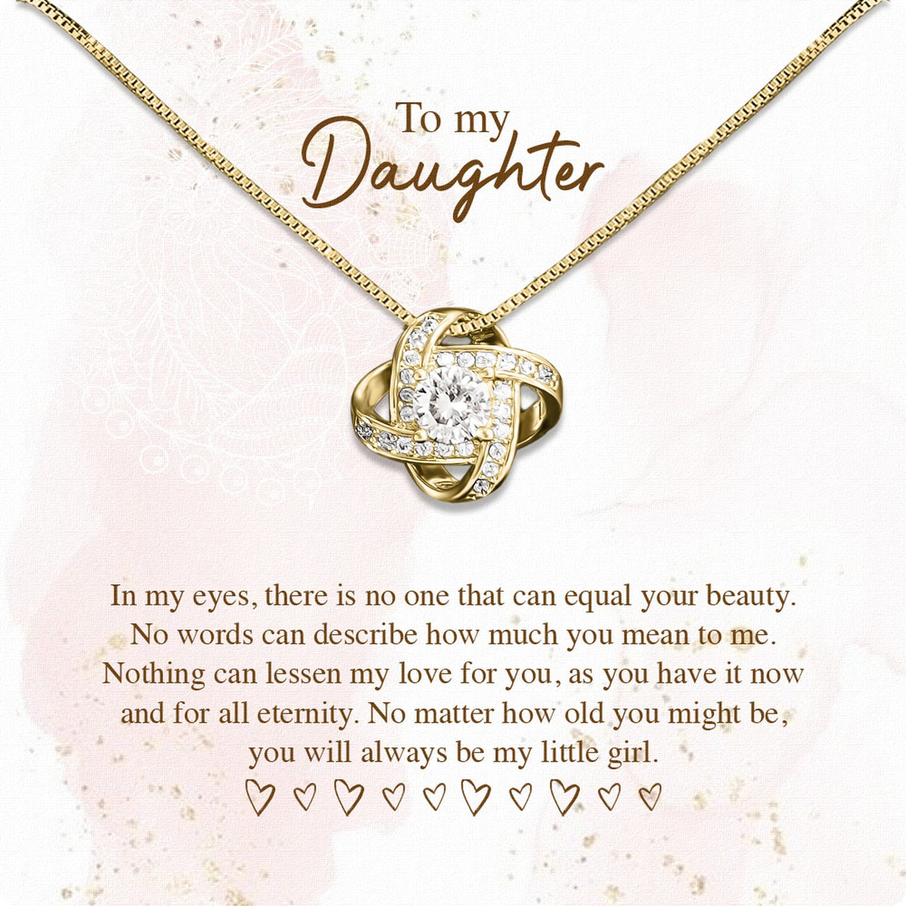 To My Daughter Necklace From Mom With Heartfelt Message Card, Jewelry For Daughter, Daughter Gift From Mom On Birthday, Wedding, Christmas, Graduation