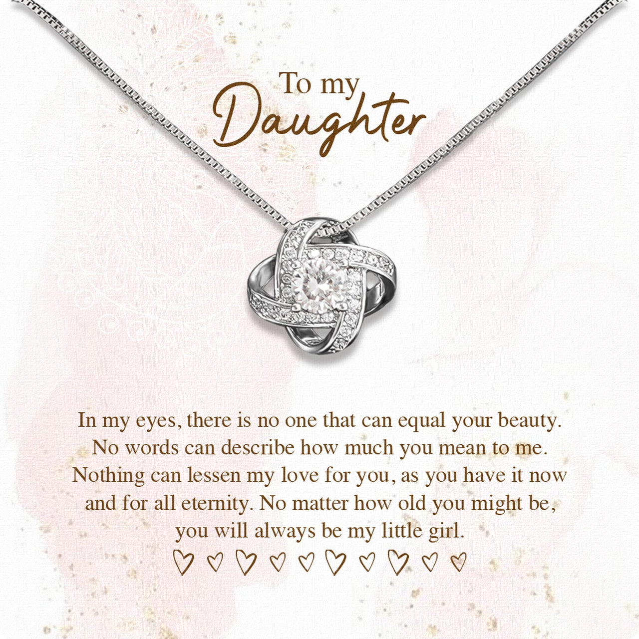 To My Daughter Necklace From Mom With Heartfelt Message Card, Jewelry For Daughter, Daughter Gift From Mom On Birthday, Wedding, Christmas, Graduation