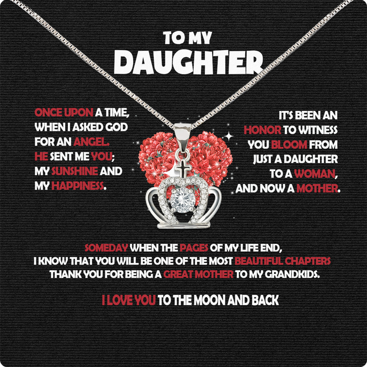 To My Daughter Necklace With Personalized Message Card