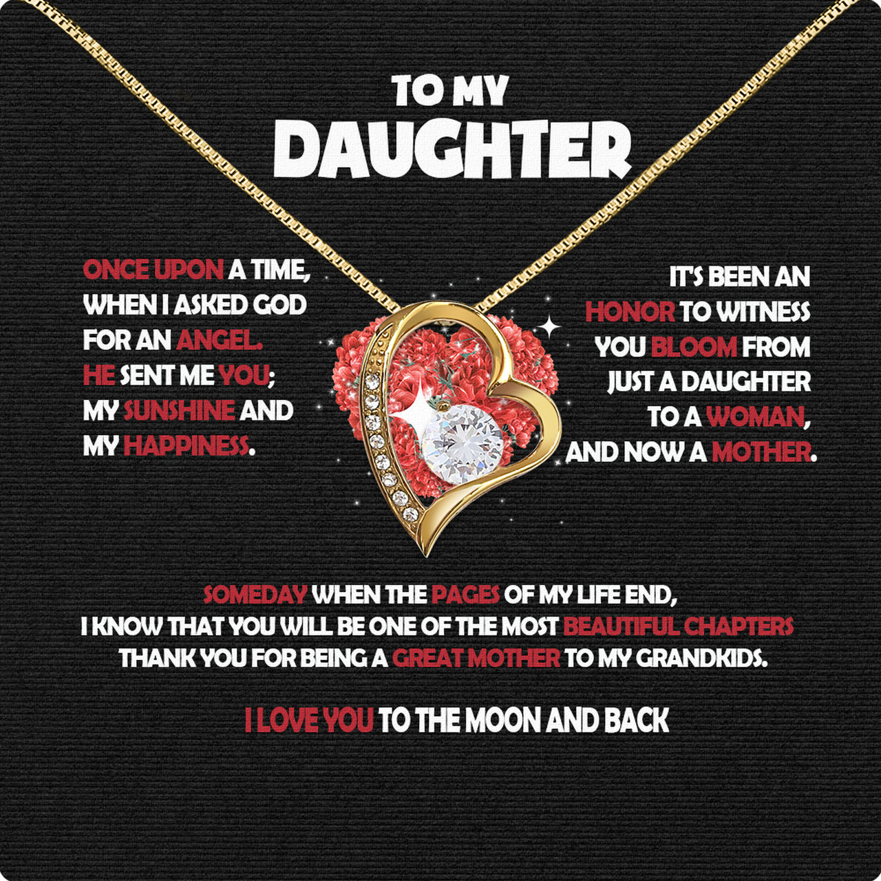 To My Daughter Necklace With Personalized Message Card